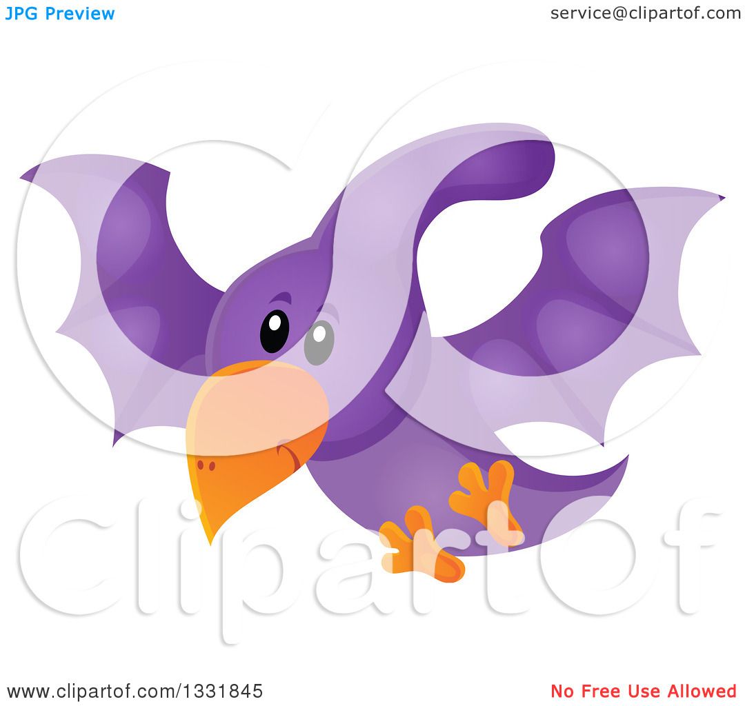 Cute Pterodactyl Dinosaur Illustration PNG Images