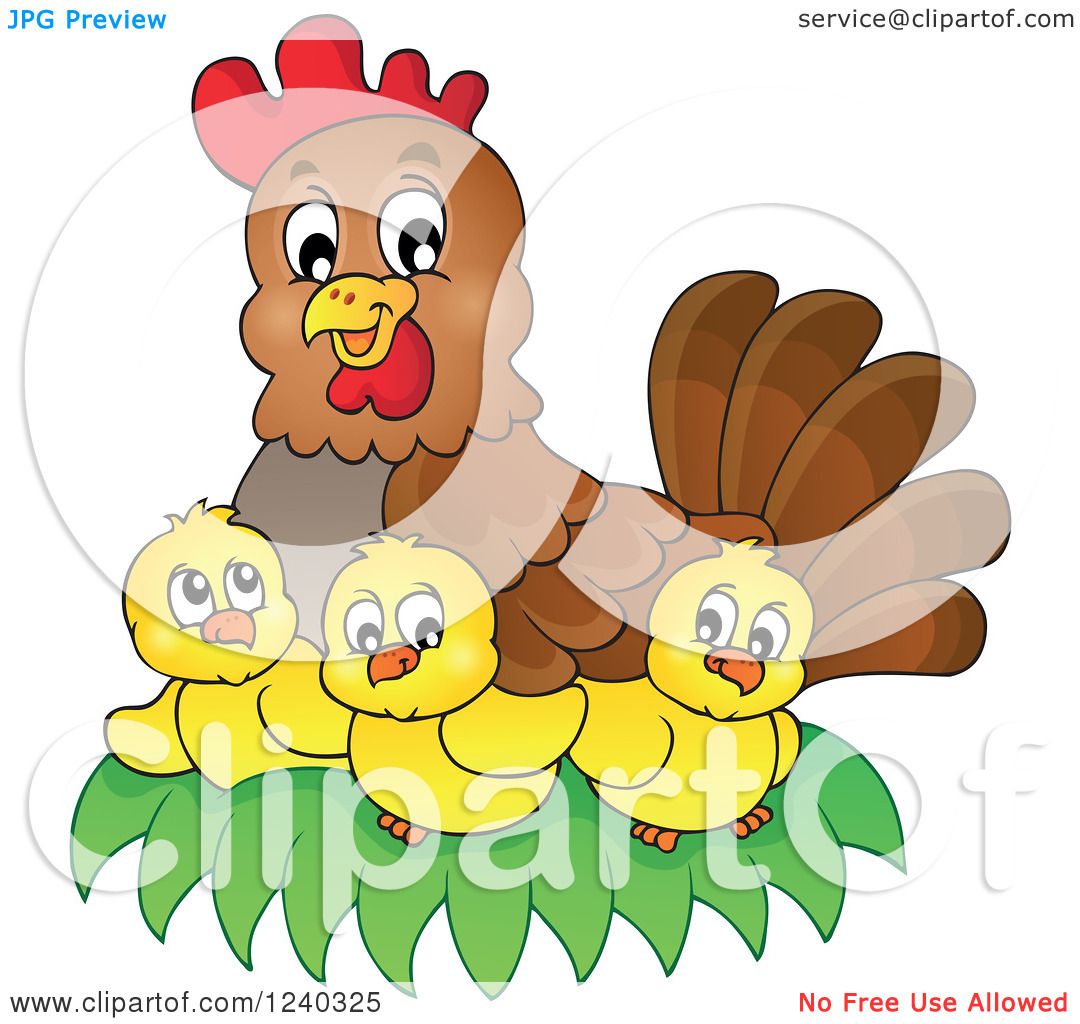Download Clipart of a Happy Mother Hen and Chicks - Royalty Free Vector Illustration by visekart #1240325