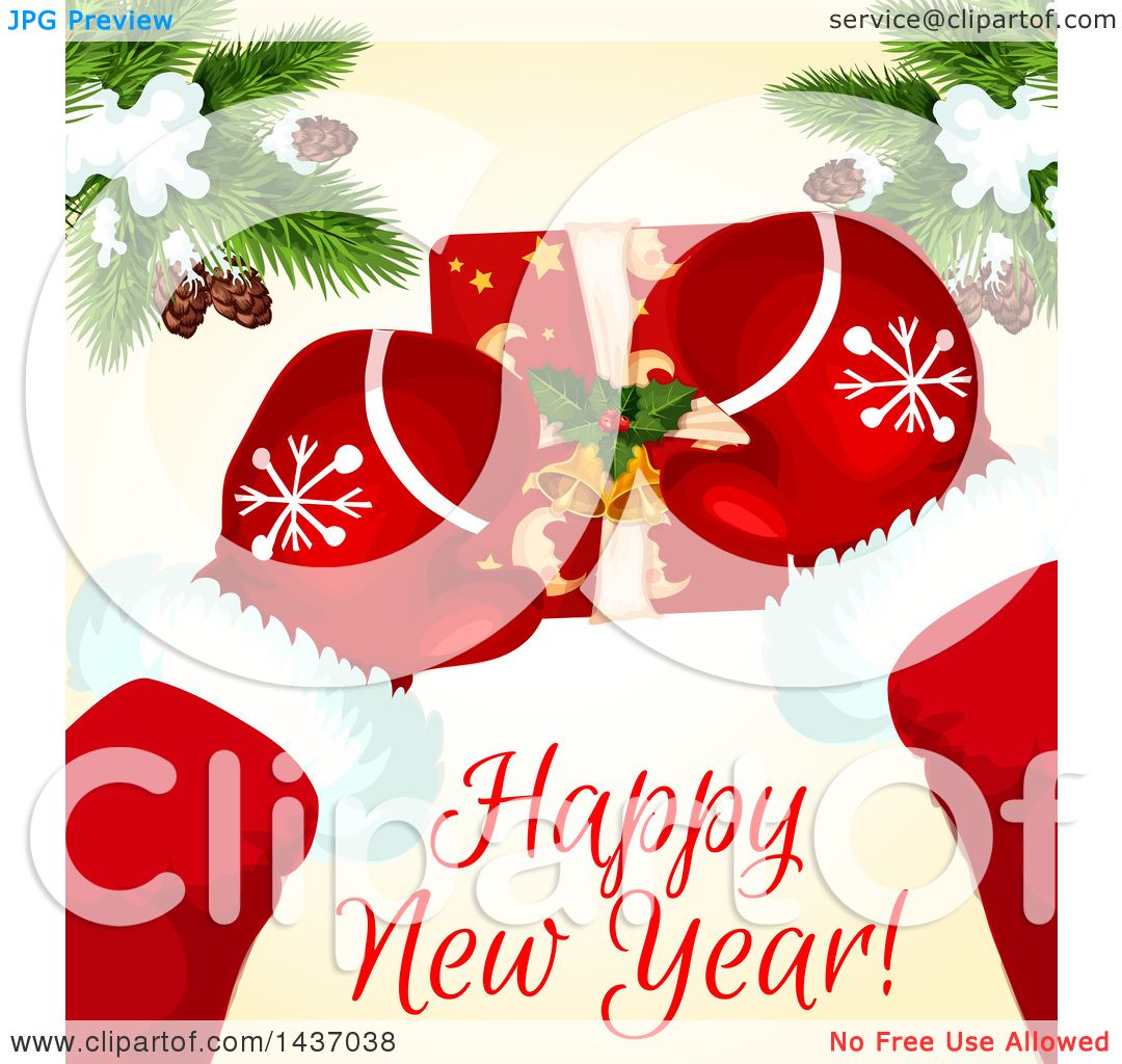 Clipart of a Happy New Year Greeting Design - Royalty Free Vector Illustration by Vector