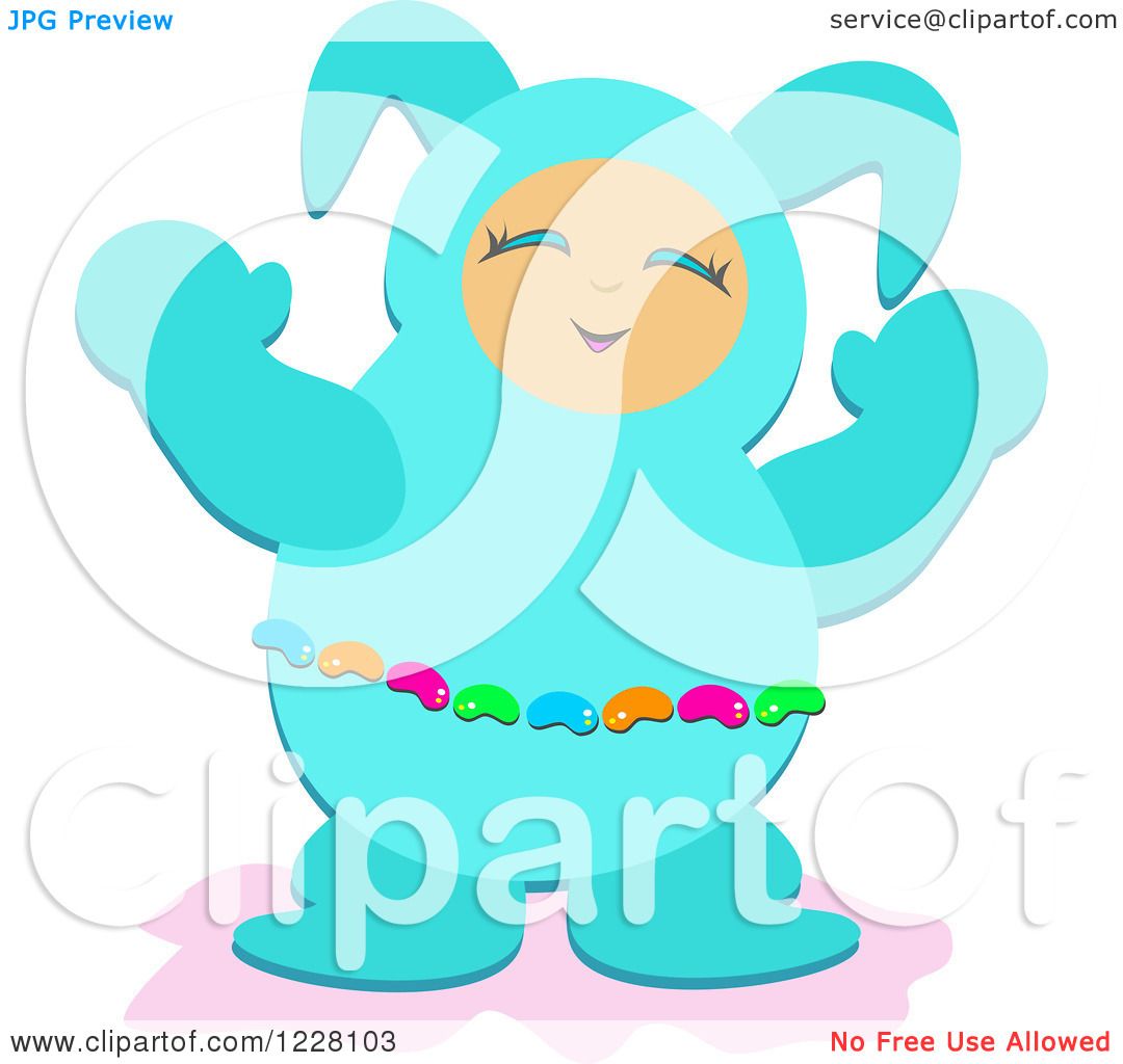 Download Clipart of a Happy Person in a Turquoise Easter Bunny Suit ...