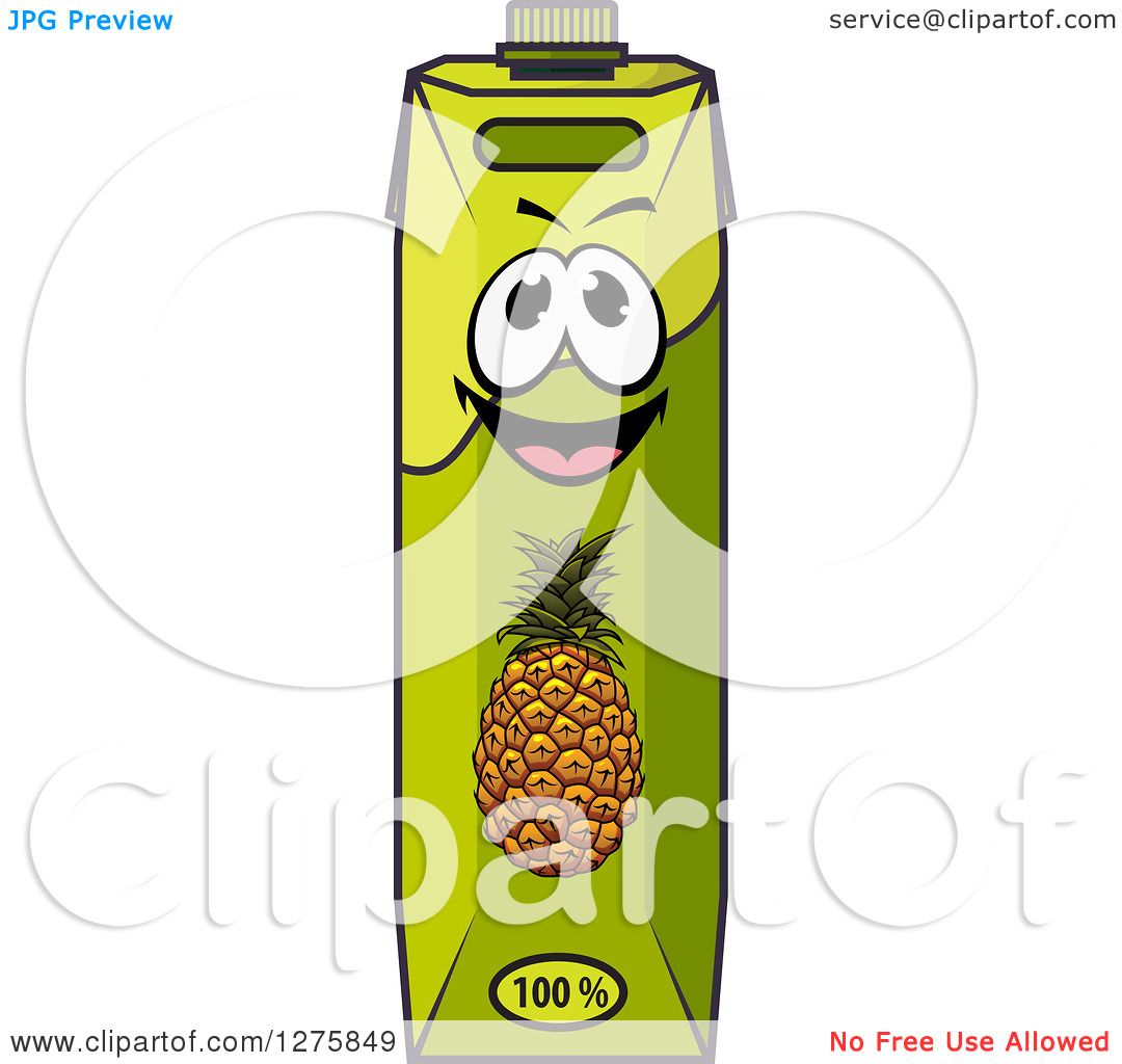Clipart of a Happy Pineapple Juice Carton Character ...