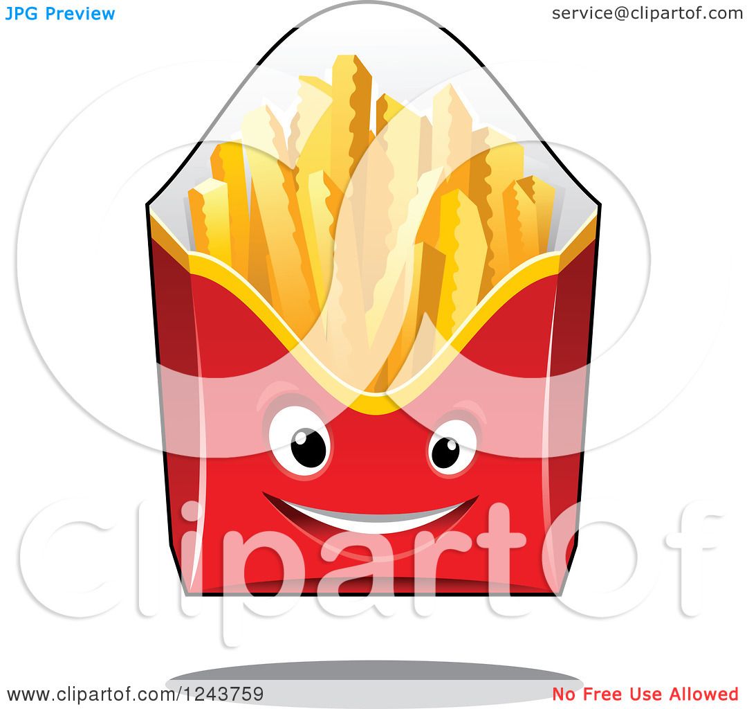 Clipart of a Happy Red French Fry Box Character - Royalty Free Vector ...