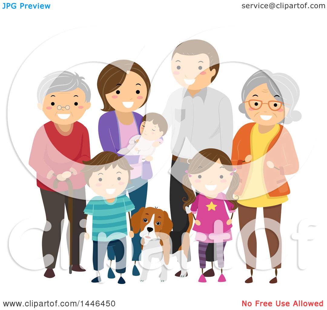 family with grandparents clipart