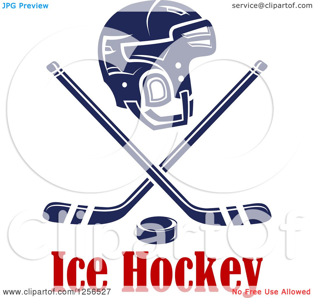 Clipart of a Helmet with Crossed Ice Hockey Sticks and a ...