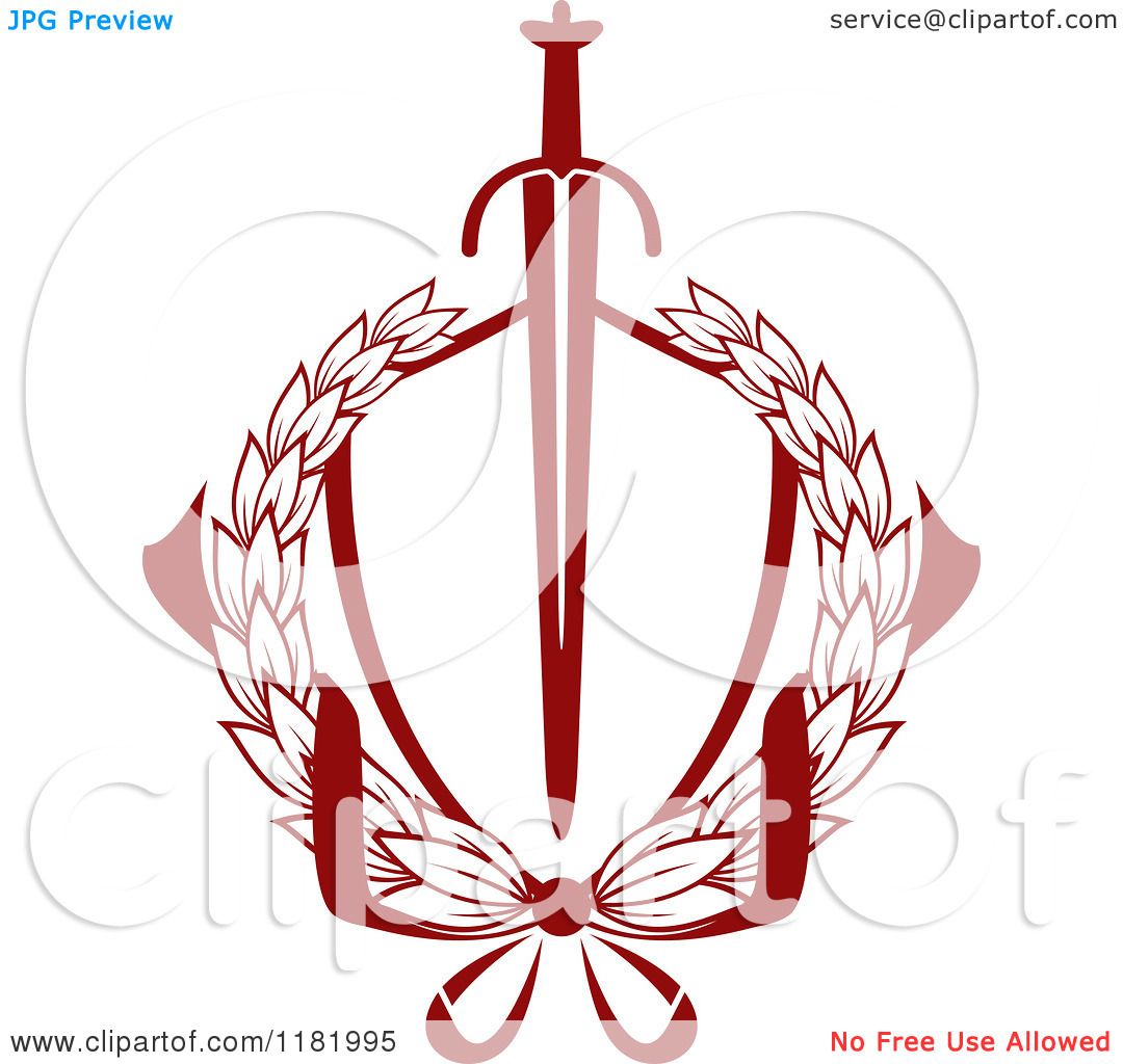 Heraldic Cross Swords with Laurel Wreath Vector Clip Art