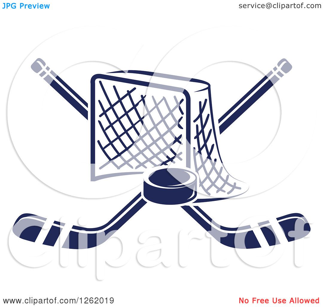Clipart of a Hockey Goal Net with Crossed Sticks and a ...