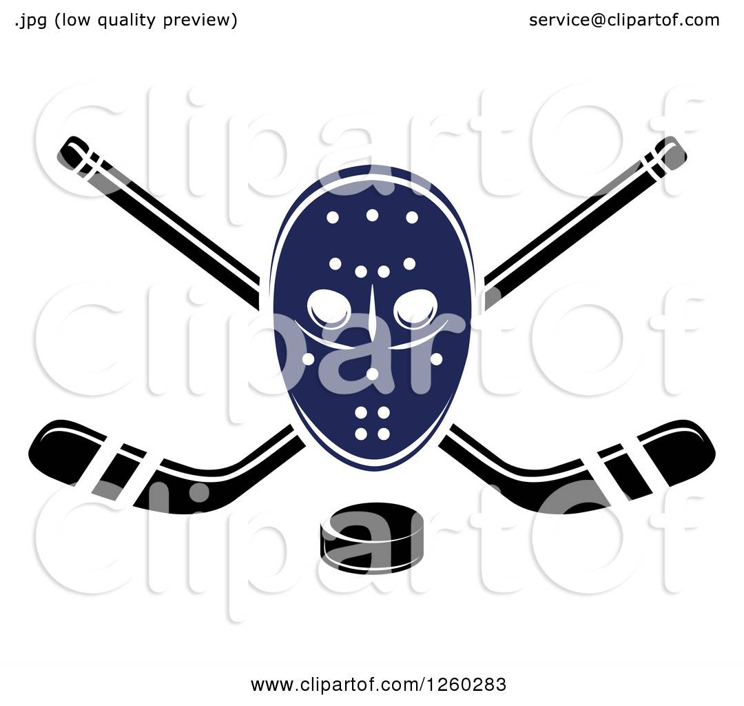 Download Clipart of a Hockey Mask over Crossed Sticks and a Puck ...