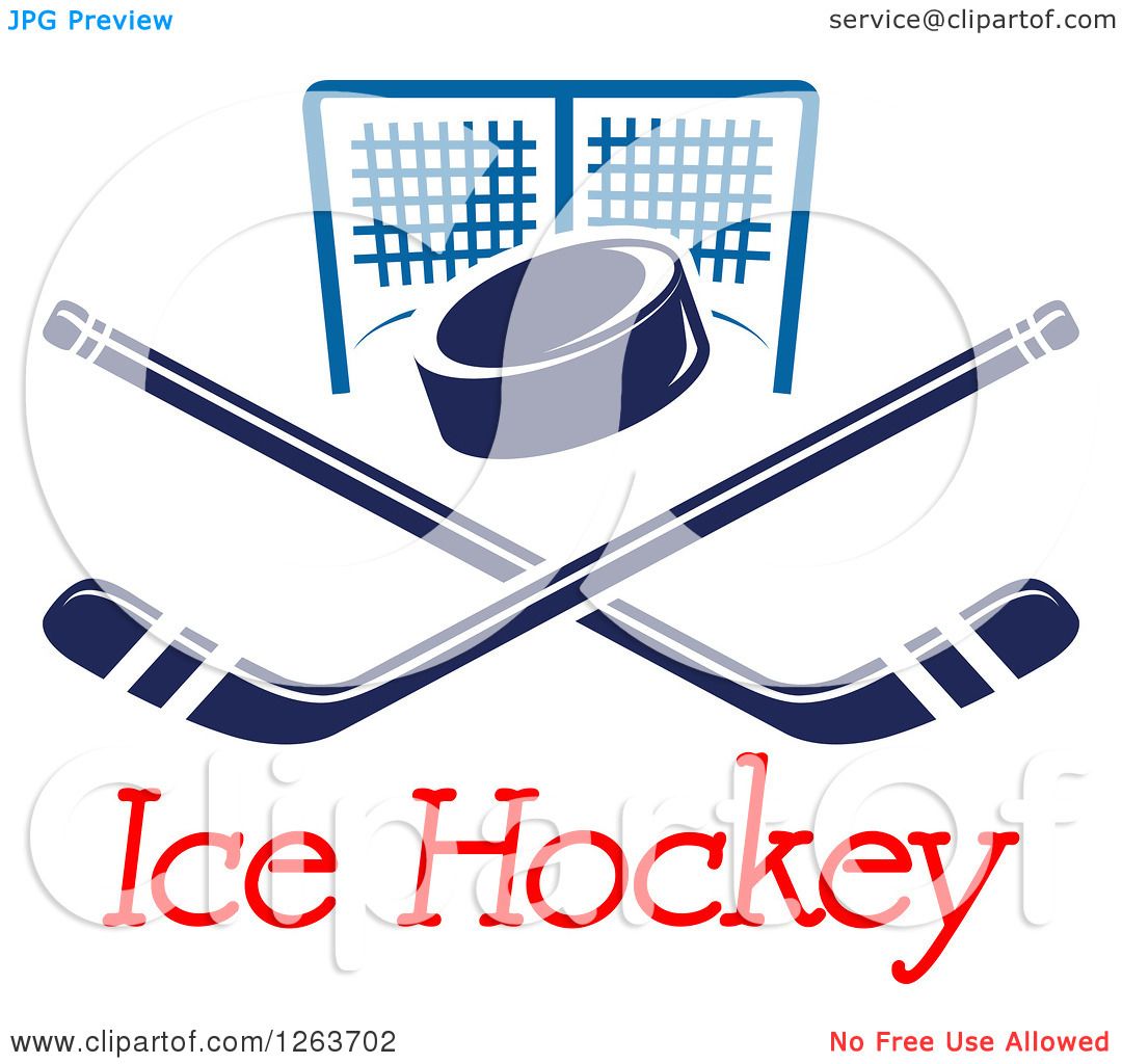 Clipart of a Hockey Puck over Crossed Sticks and a Goal ...