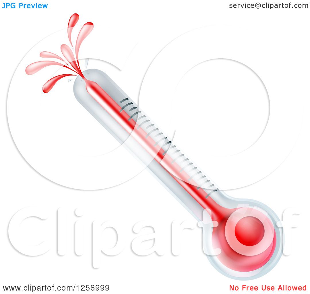 Clipart of a Hot Thermometer Exploding out of the End - Royalty Free Vector...