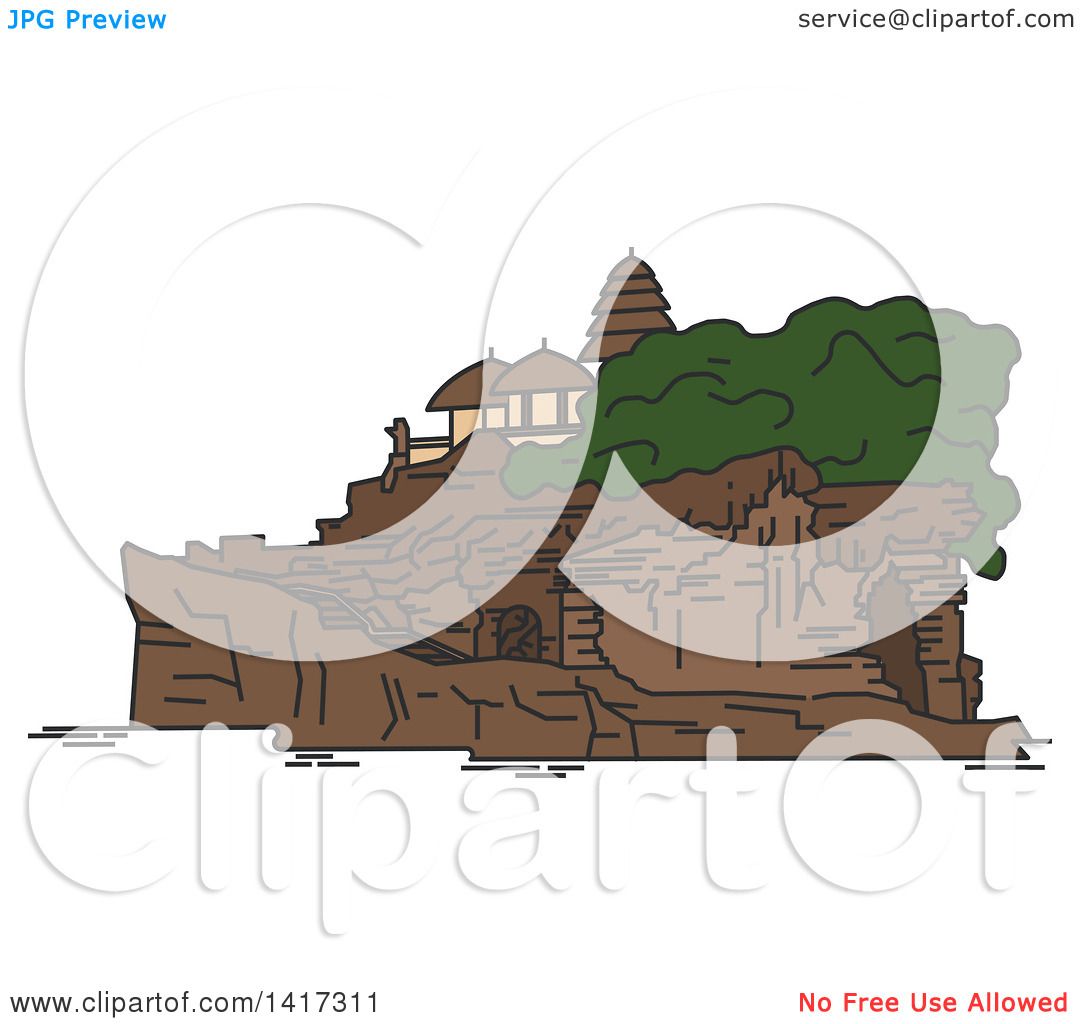 Clipart of a Landmark Tanah  Lot Temple Royalty Free 