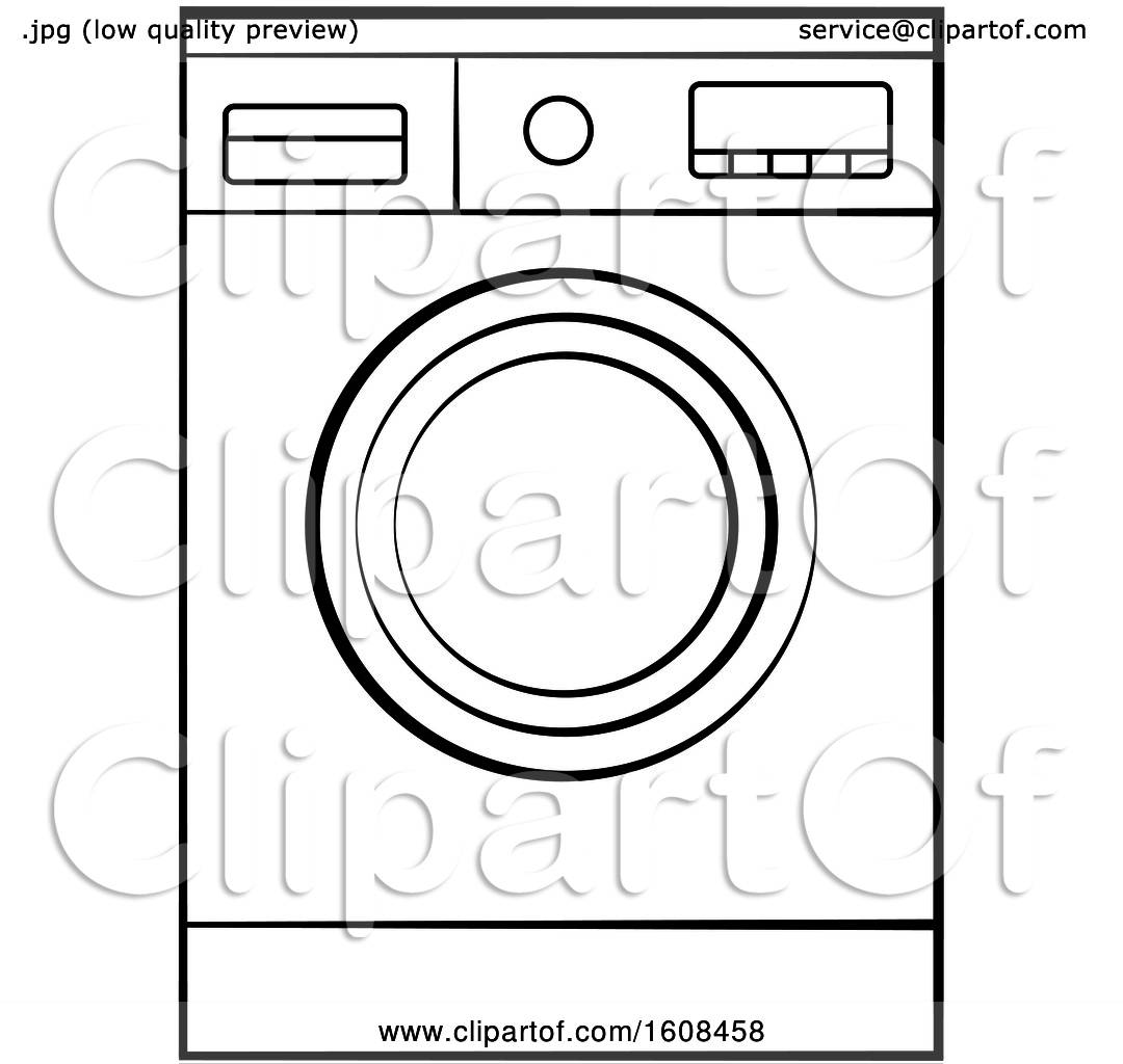 Clipart of a Lineart Front Loader Washing Machine Royalty Free Vector
