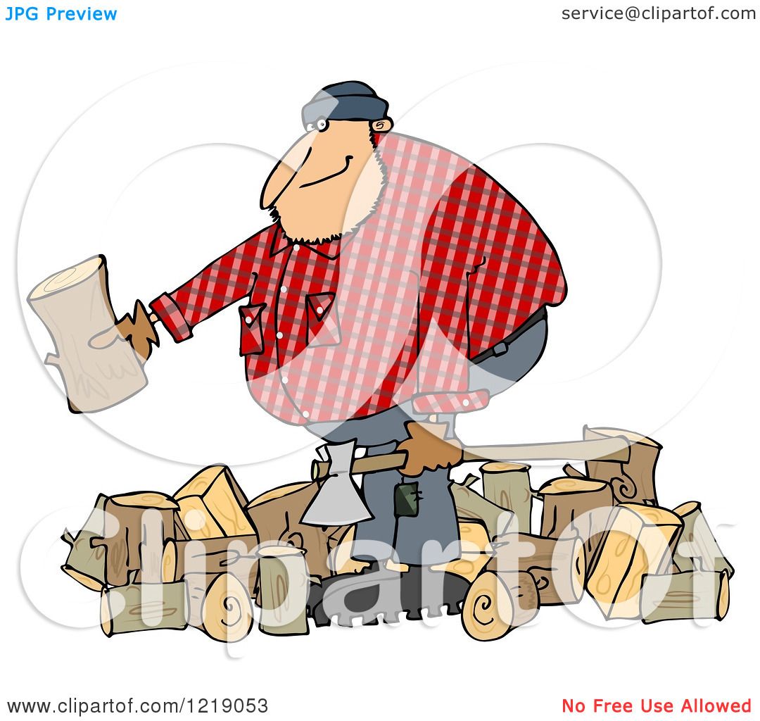 lumberjack chopping wood cartoon