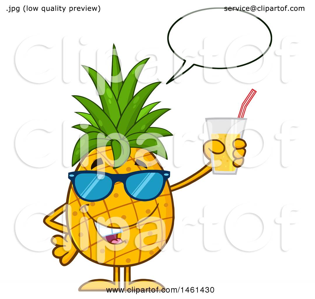 Clipart of a Male Pineapple Mascot Character Wearing ...