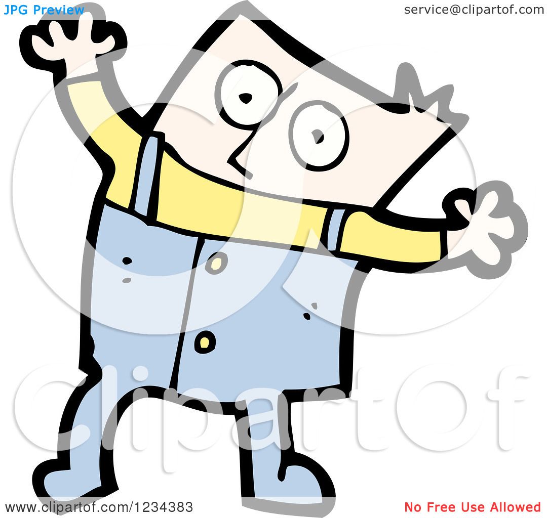 Clipart of a Man in Overalls - Royalty Free Vector Illustration by