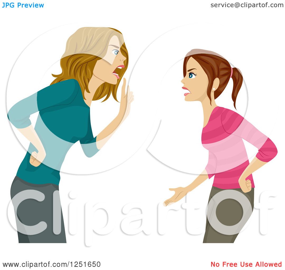 Clipart Of A Mother Arguing With Her Teenage Daughter