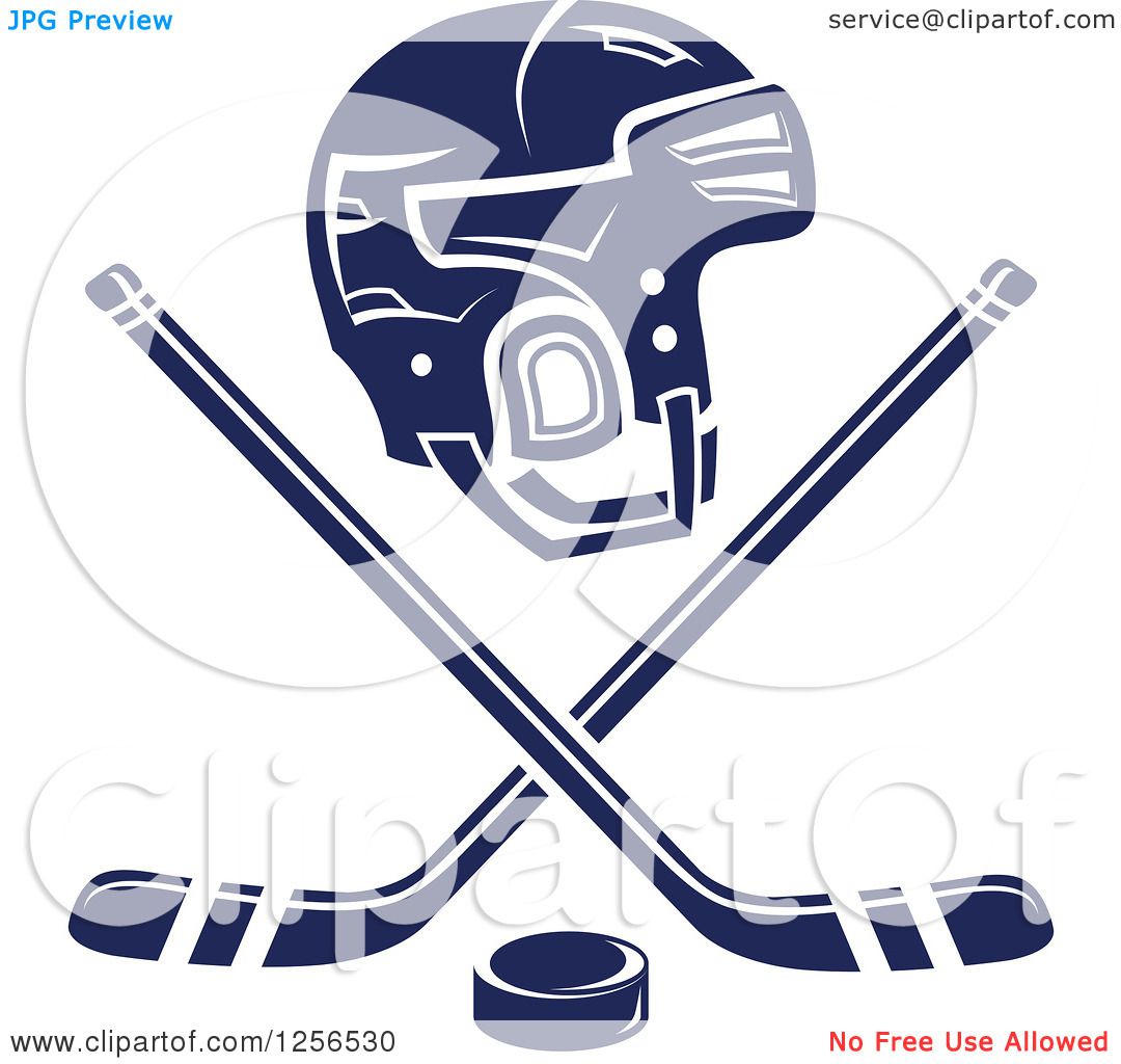 Clipart of a Navy Blue Helmet with Crossed Ice Hockey ...