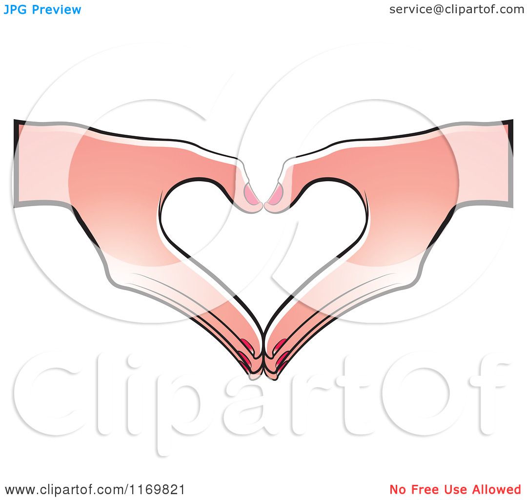 Clipart of a Pair of Caucasian Hands Forming a Heart - Royalty Free