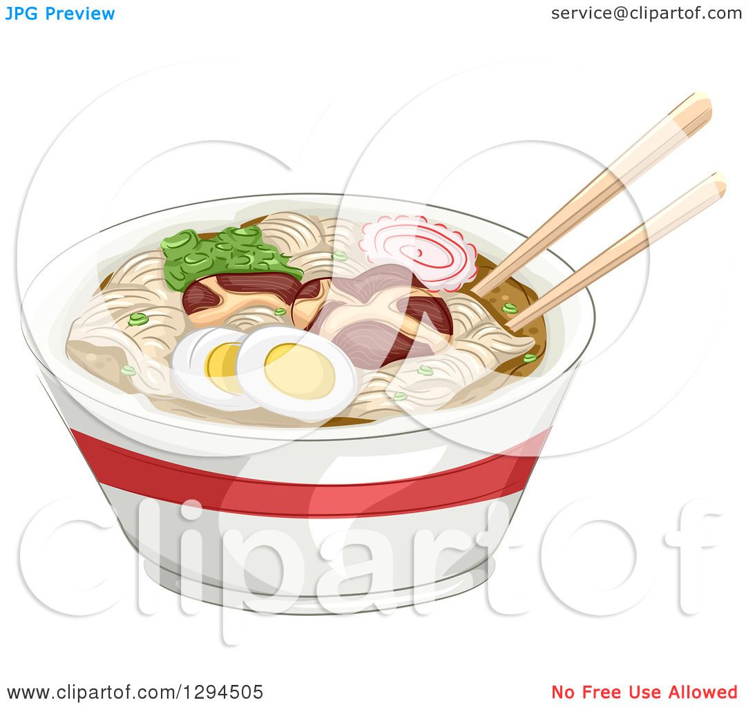 Clipart of a Pair of Chopsticks Resting on Top of a Bowl of Naruto