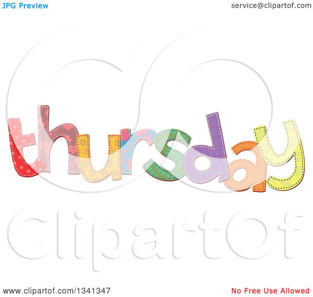 Clipart of a Patterned Stitched Thursday Day of the Week - Royalty Free ...