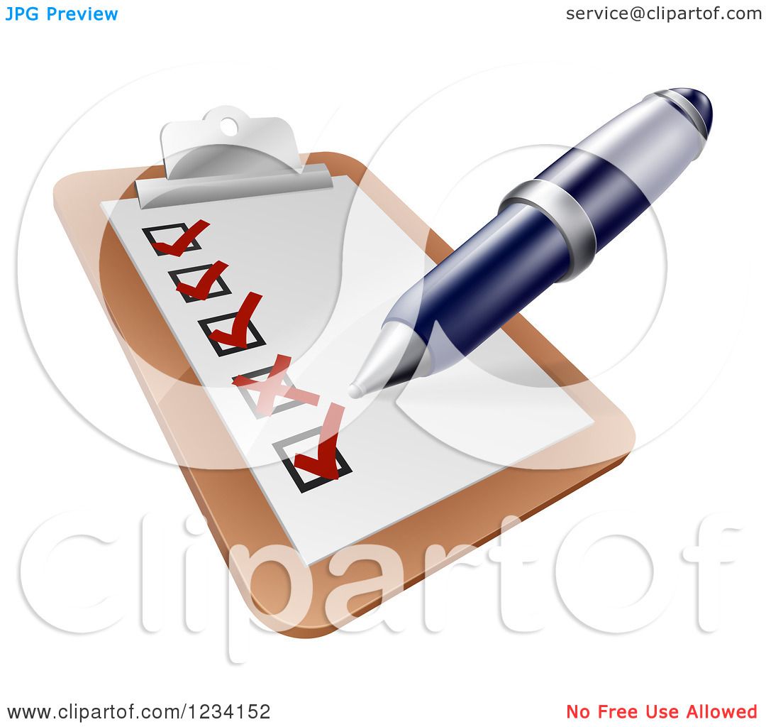 Download Clipart of a Pen Checking of Boxes on a Survey on a ...