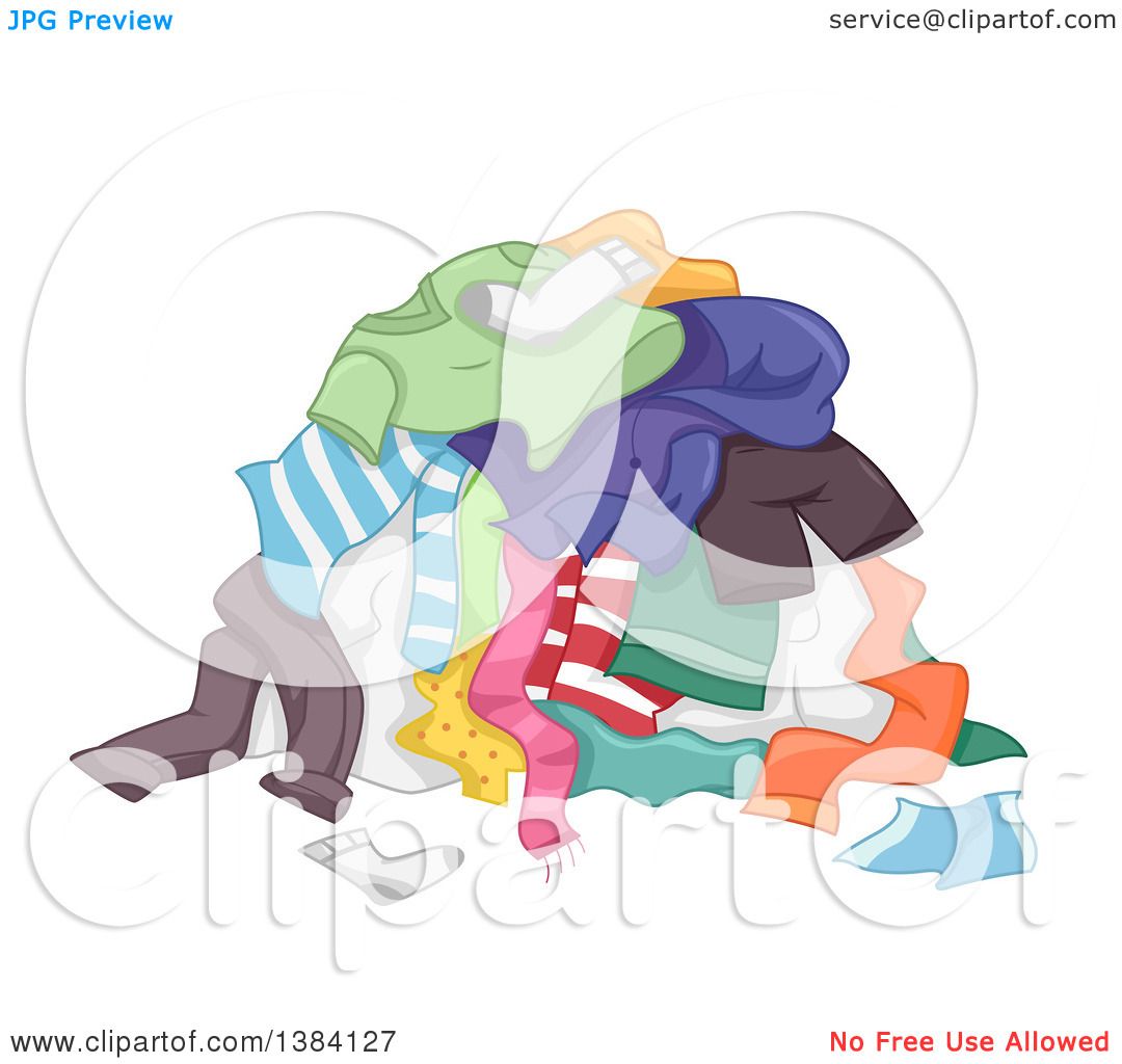 Royalty free clip art illustration of a pile of dirty clothes for the laund...