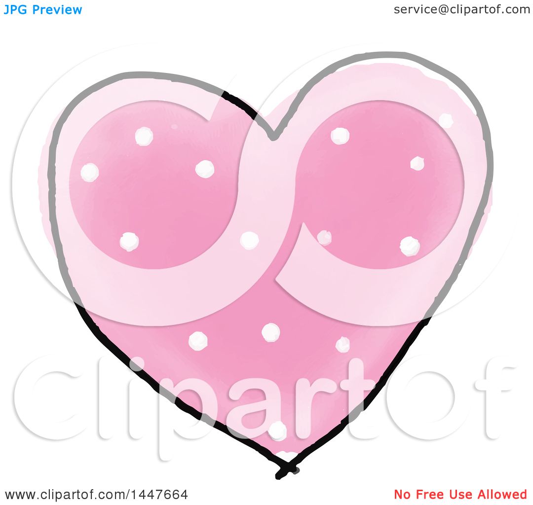 Download Clipart of a Pink Polka Dot Watercolor Painted Heart on a ...