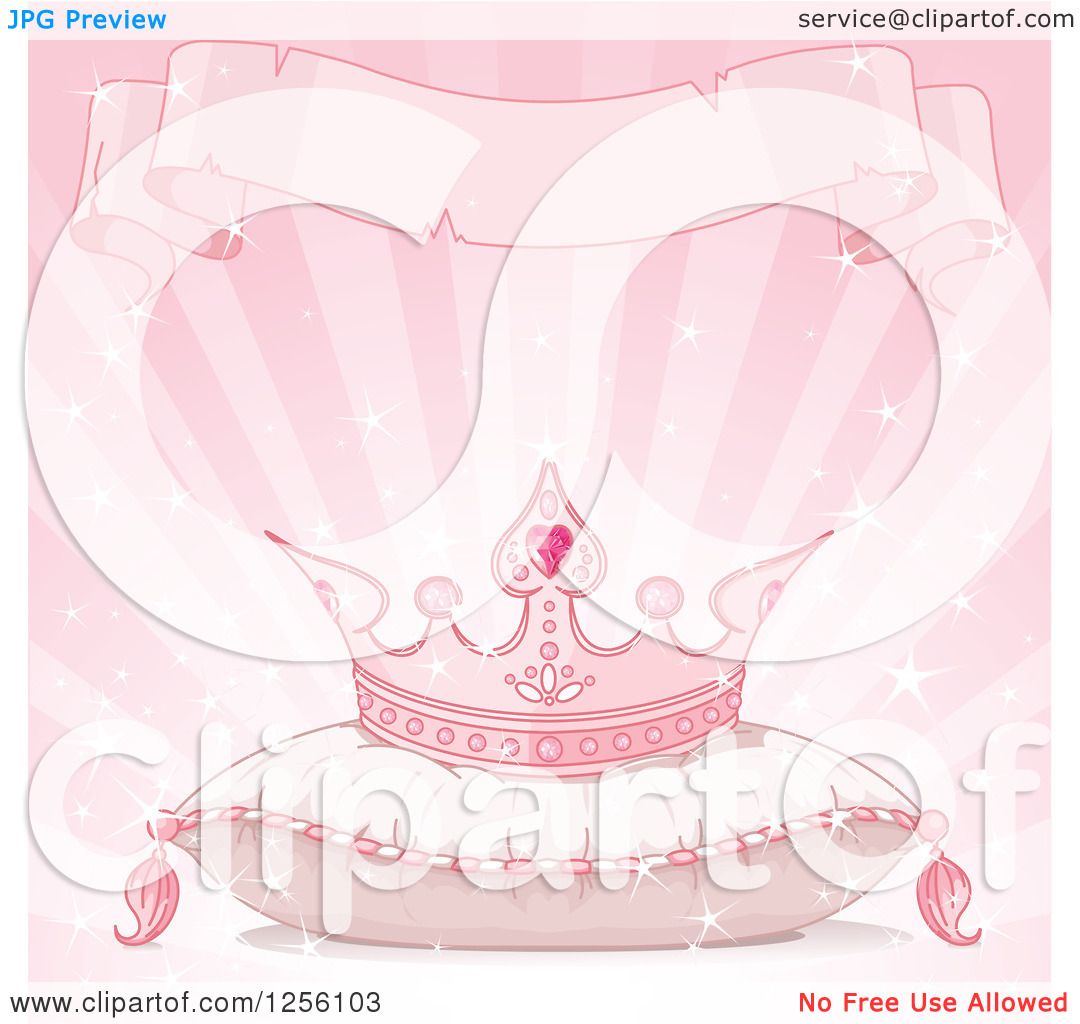 Download Clipart of a Pink Princess Crown on a Pillow Under a Torn ...