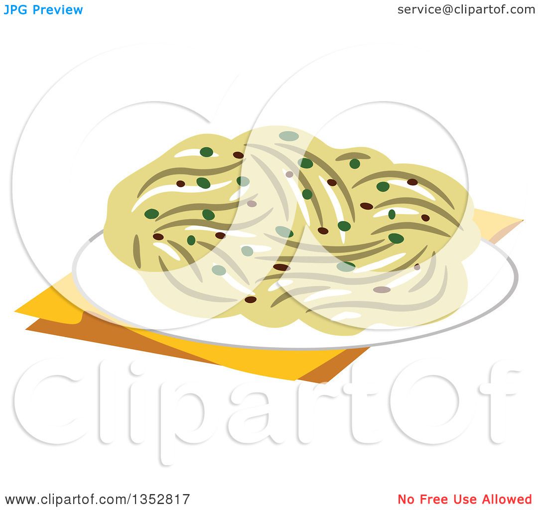 Clipart of a Plate of Pasta - Royalty Free Vector Illustration by BNP