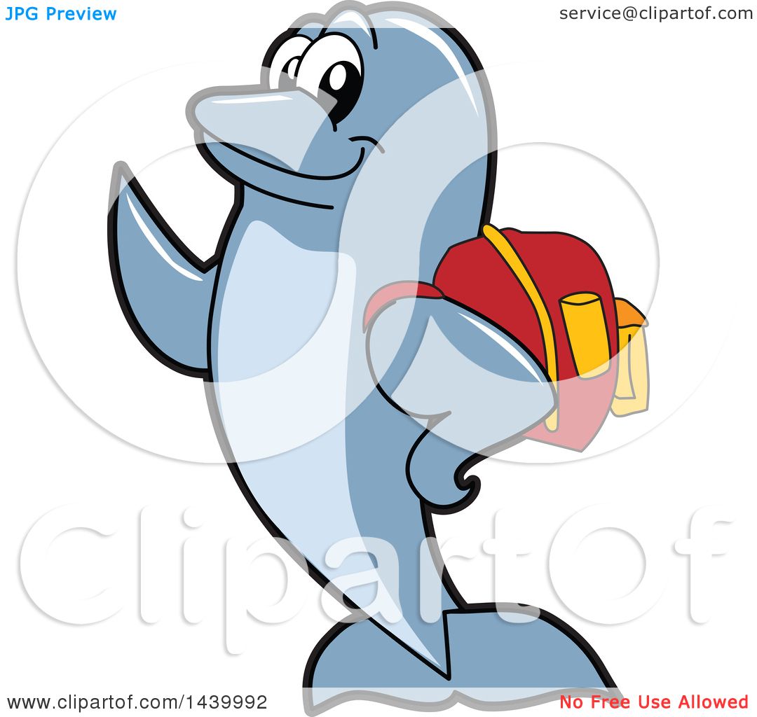 Clipart of a Porpoise Dolphin School Mascot Character Student Wearing a  Backpack - Royalty Free Vector Illustration by Mascot Junction #1439992