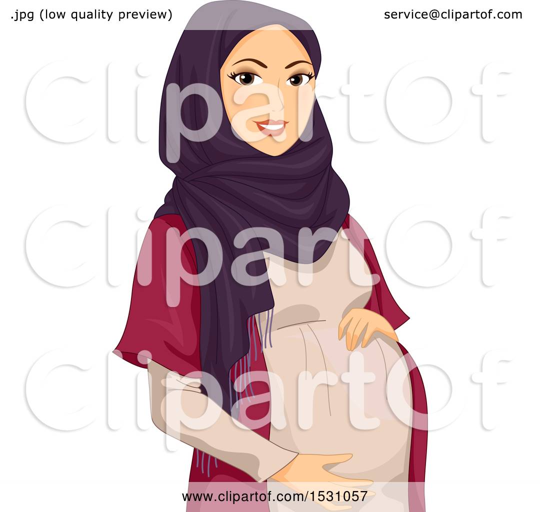 Clipart of a Pregnant Muslim Woman Holding Her Belly - Royalty Free Vector  Illustration by BNP Design Studio #1531057