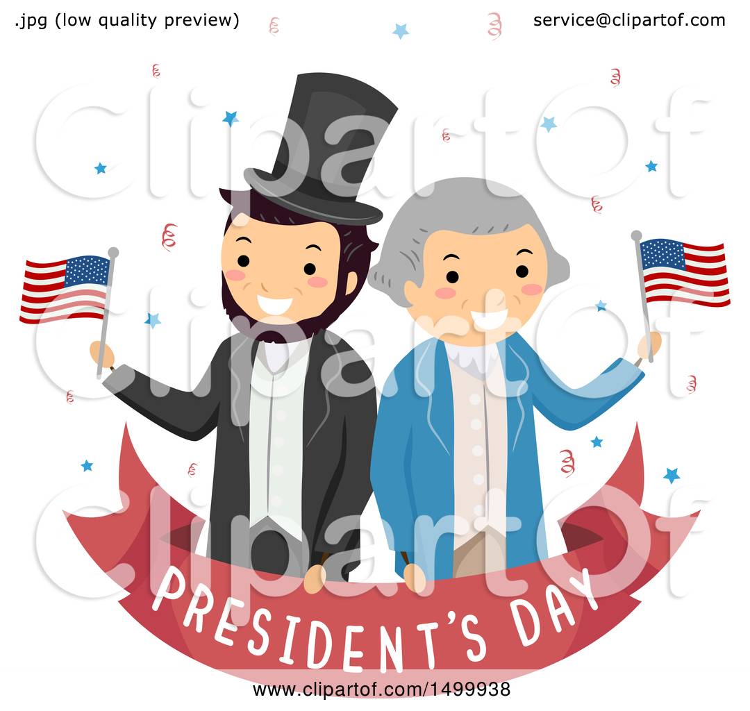 Clipart of a Presidents Day Banner with Abraham Lincoln and George Washington ...