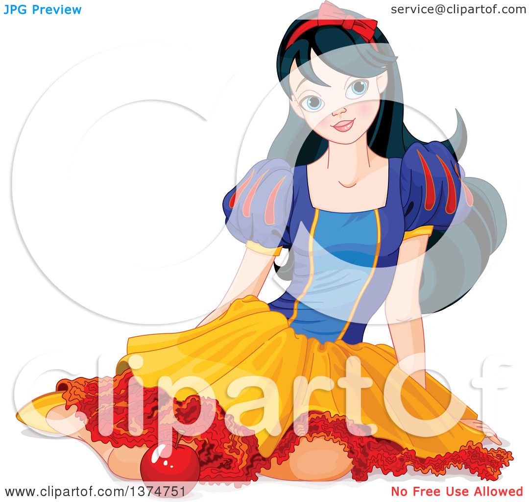 Download Clipart of a Princess Snow White Sitting on the Ground ...