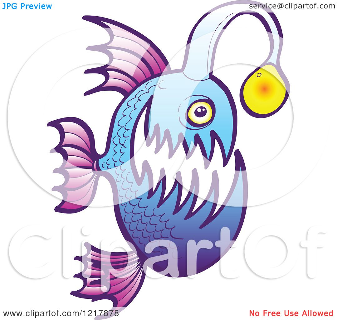 Holiday Coloring Pages Angler Fish Free Royalty Clipart Illustration Purple