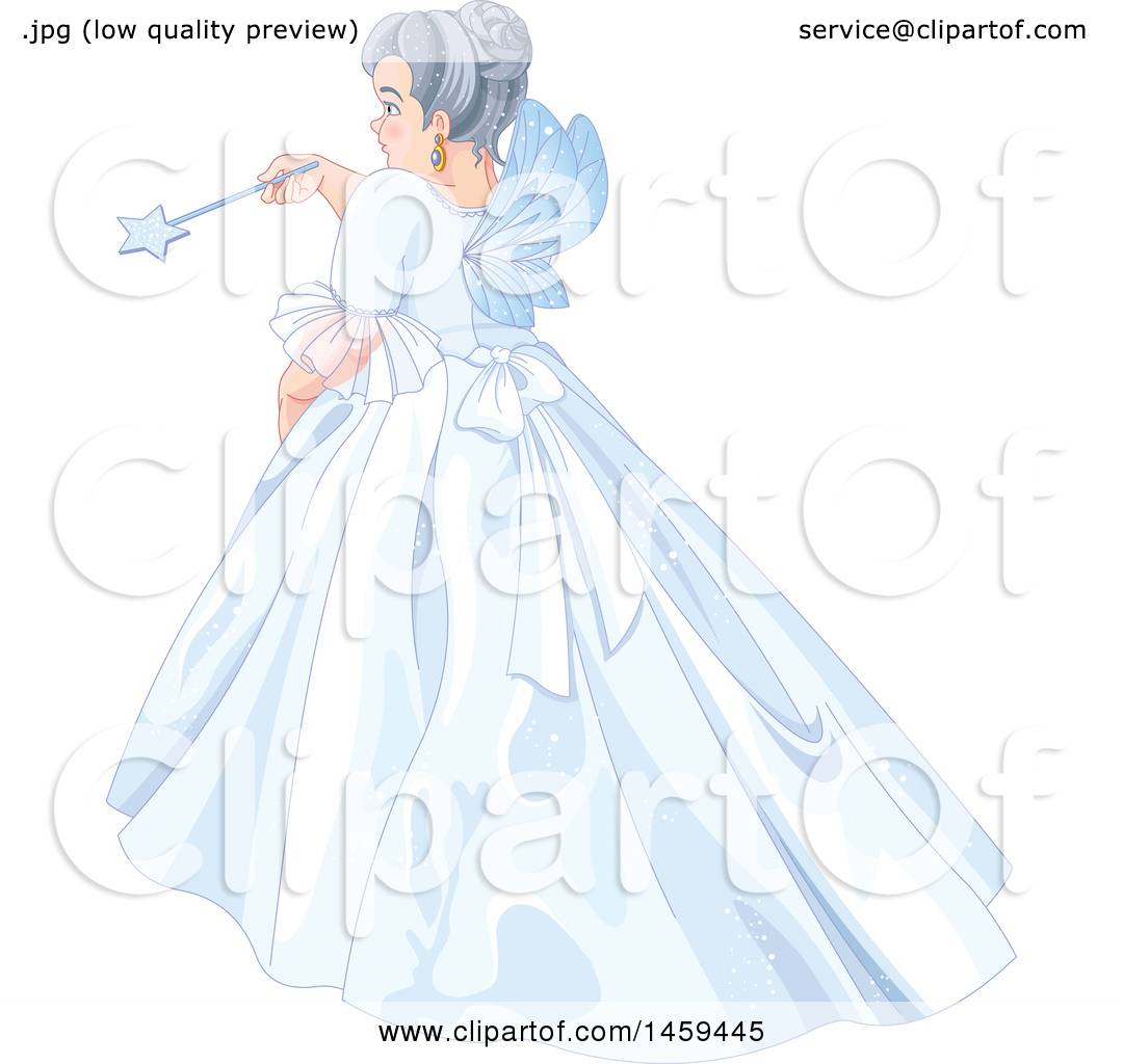 Clipart of a Rear View of a Fairy Godmother Using a Magic ...