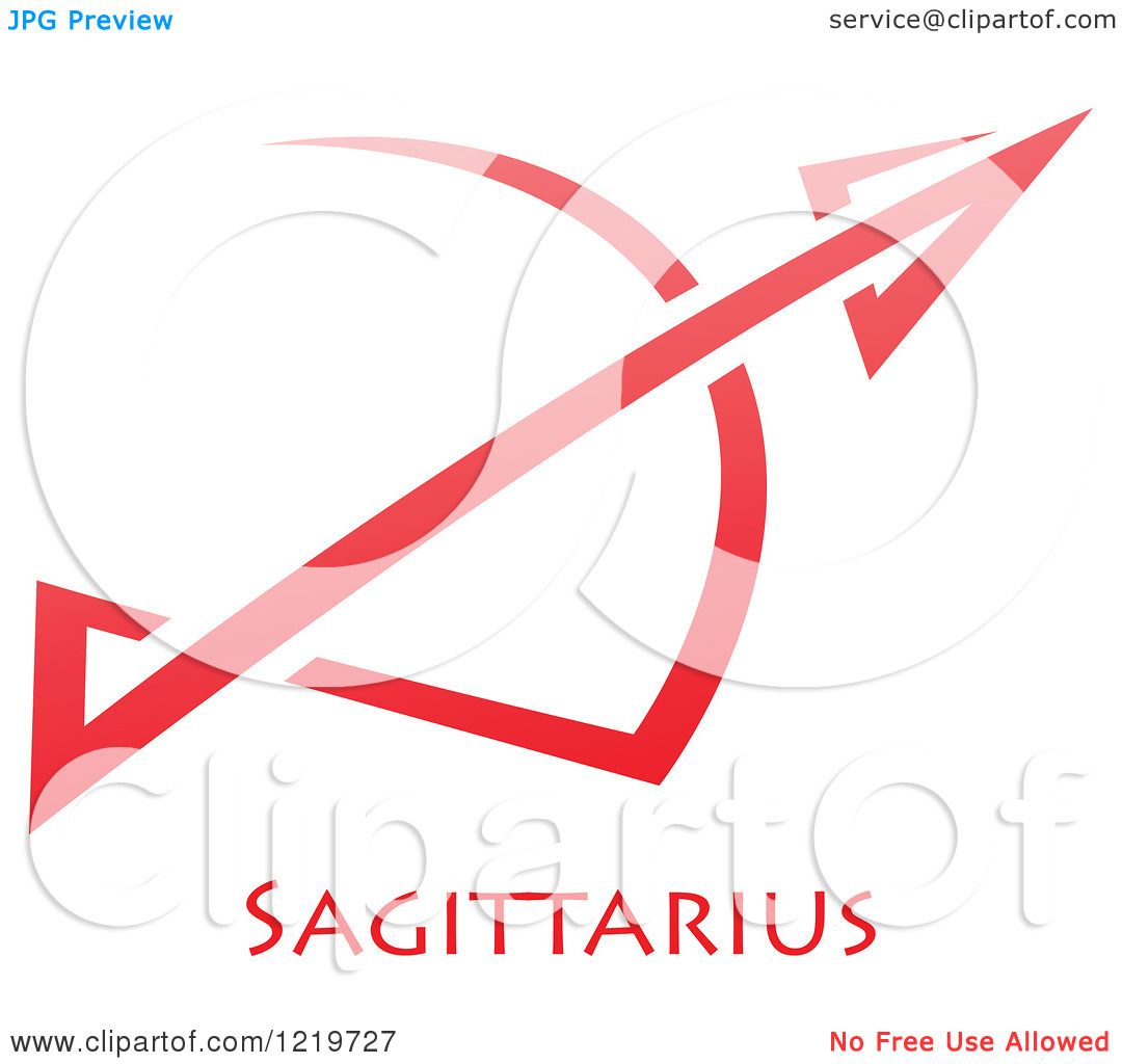 Clipart of a Red Astrology Sagittarius Bow and Arrow Zodiac Star Sign ...
