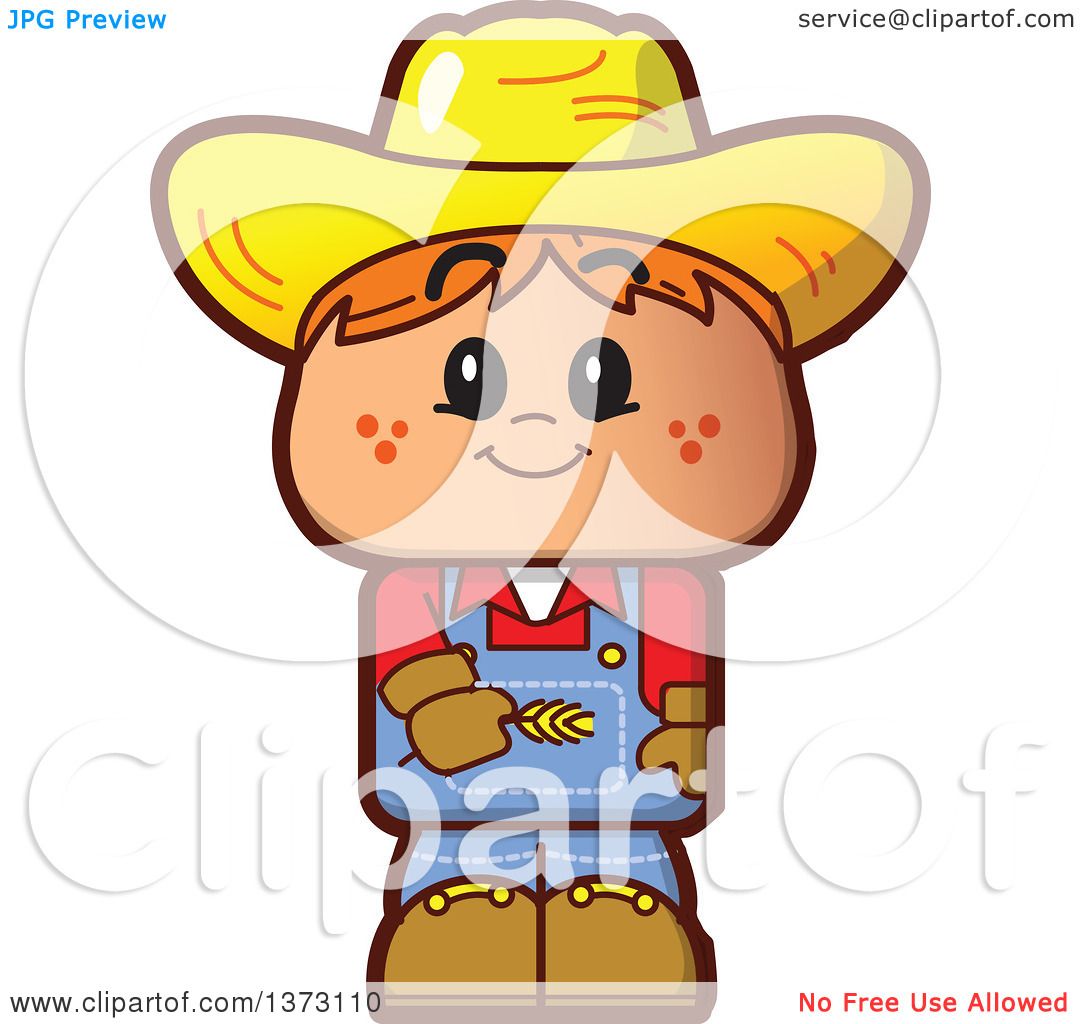 Clipart Of A Red Haired White Male Farmer Wearing a Straw Hat - Royalty  Free Vector Illustration by Clip Art Mascots #1373110