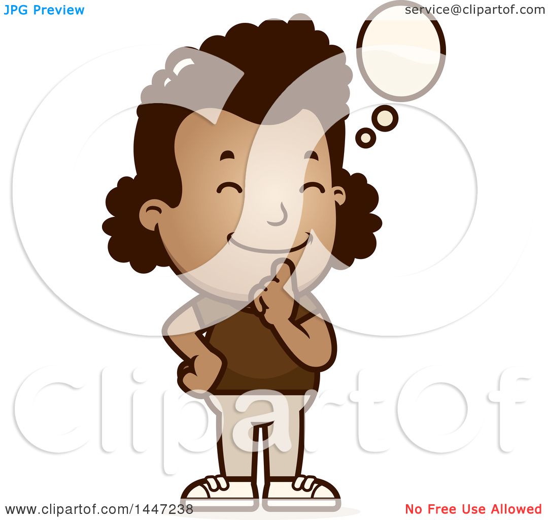 Clipart Of A Retro African American Girl Thinking Royalty Free Vector Illustration By Cory