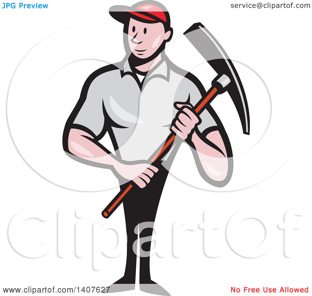 Clipart of a Retro Cartoon Male Construction Worker ...