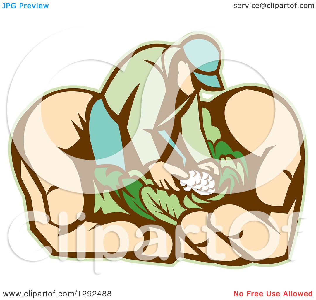 Clipart Of A Retro Cartoon Male Gardener With Vegetables