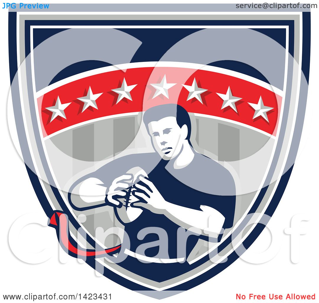 Download Clipart of a Retro Male Flag Football Player in a Flag ...