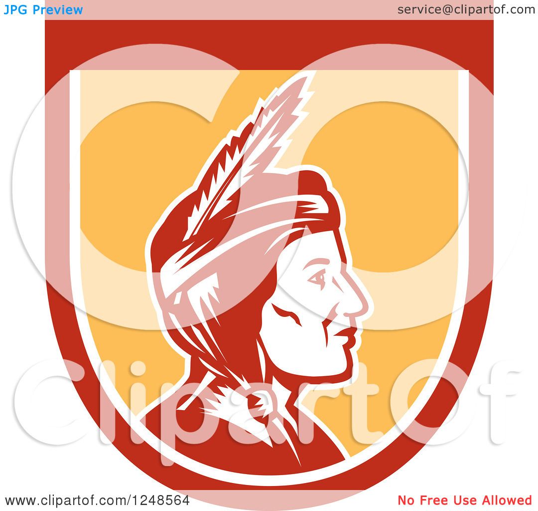 Clipart of a Retro Native American Indian Woman in Profile ...