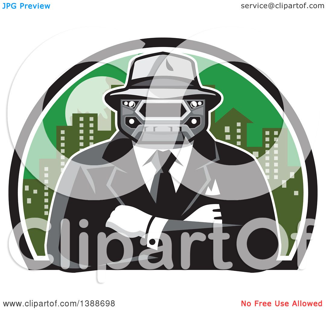 Clipart of a Retro Tough Mobster with a Car Grill Head and ...