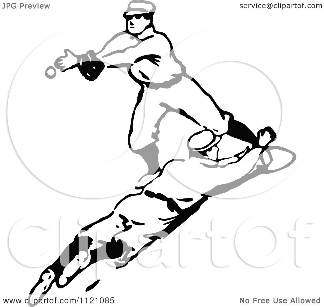 Baseball Player Batter Hitting Ball B&W Clipart Digital Download
