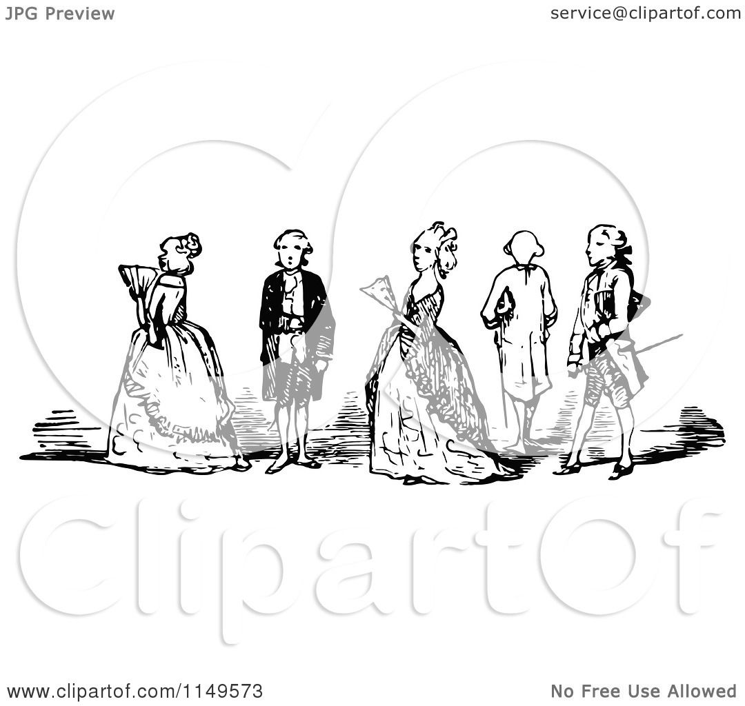 Download Clipart of a Retro Vintage Black and White Group of Ladies ...