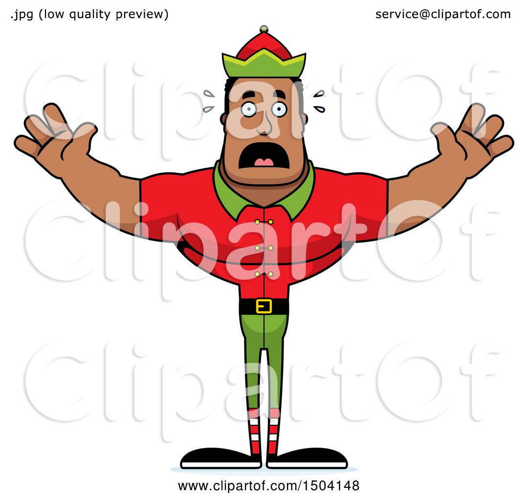 Royalty free clip art illustration of a scared buff african american male c...