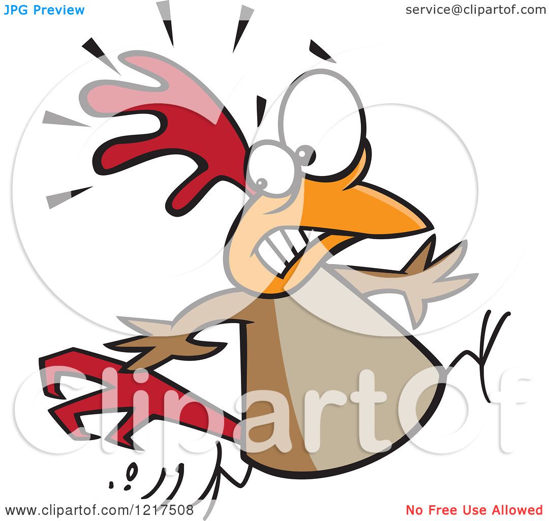 Clipart of a Scared Cartoon Chicken Running - Royalty Free Vector ...