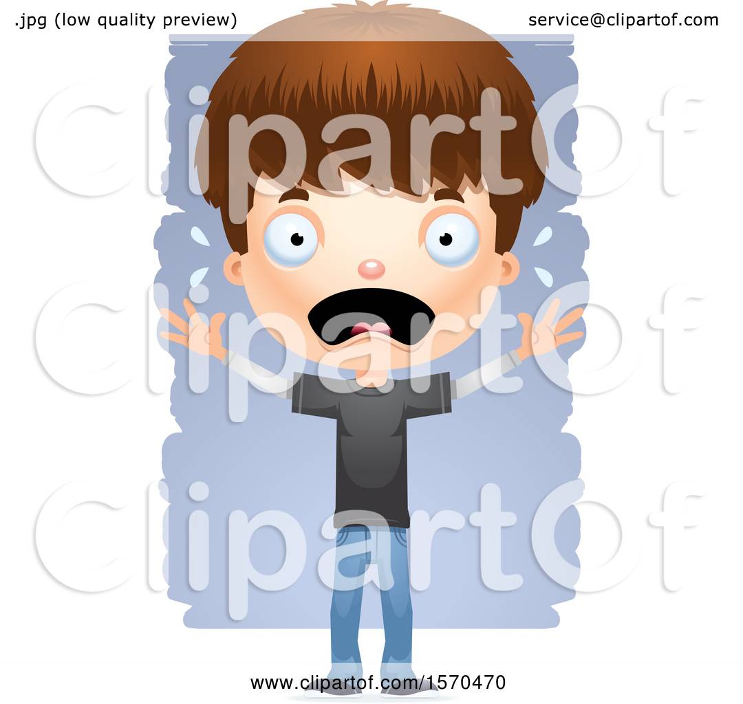 Clipart of a Scared White Teen Boy - Royalty Free Vector Illustration ...