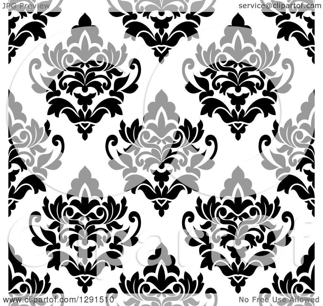 Clipart of a Seamless Background Pattern of Black and 