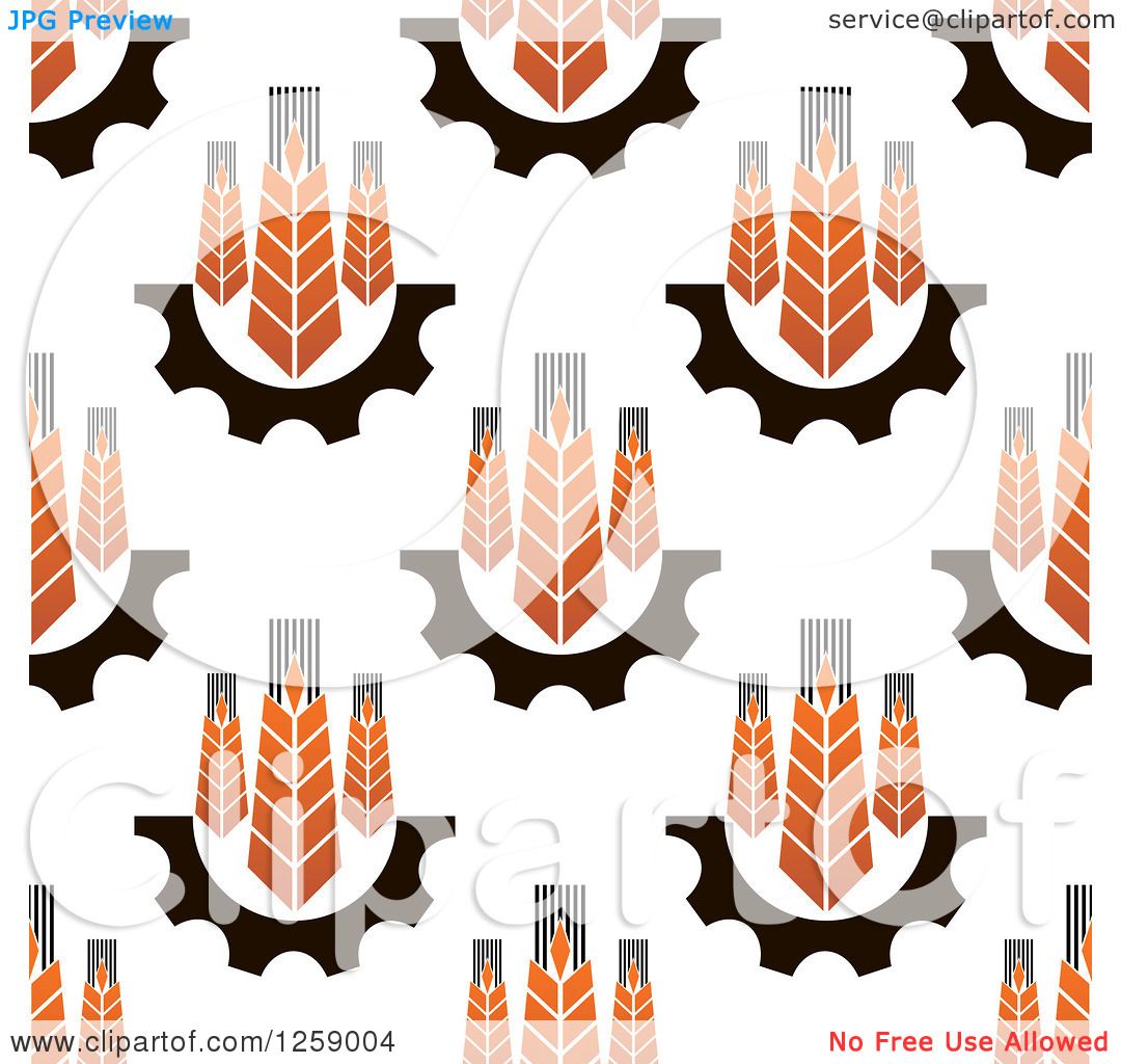 Clipart Of A Seamless Wheat And Gear Background Pattern Royalty Free