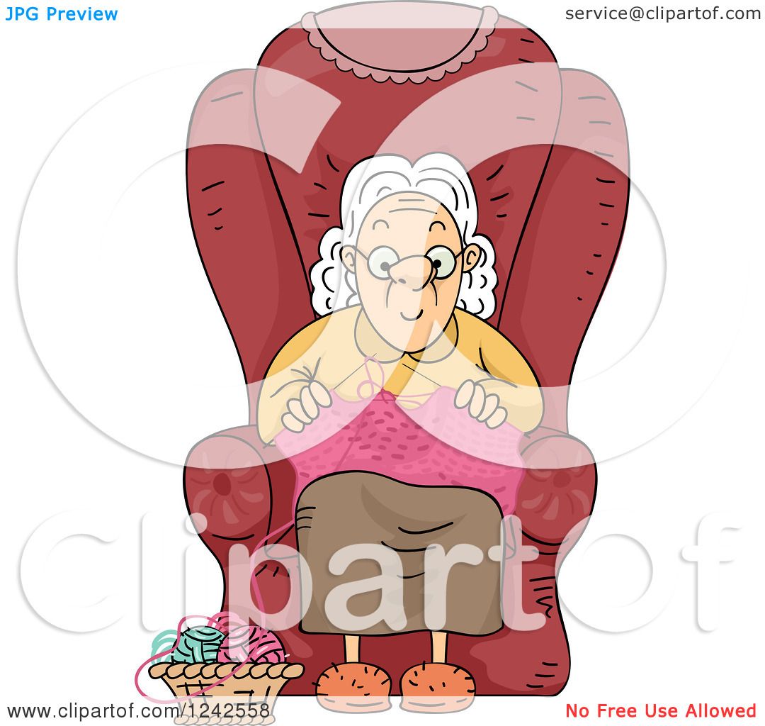 grandma knitting clipart